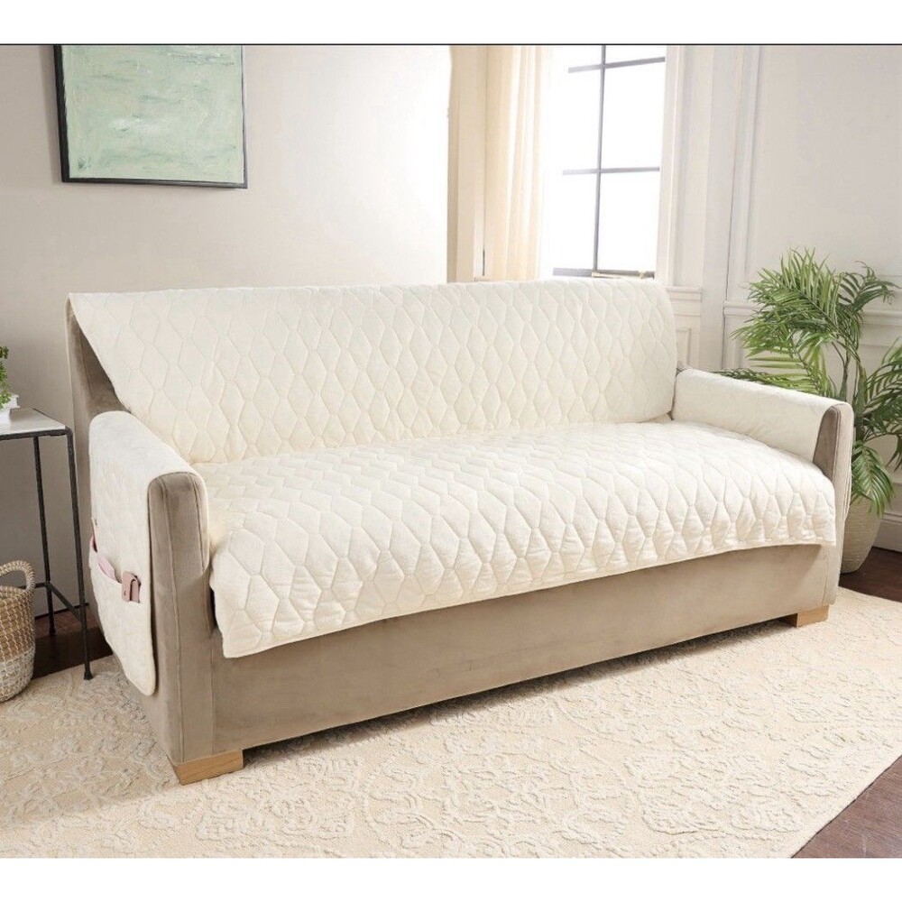 Home Reflections Micromink Pin-Sonic Sofa Cover Sand Color